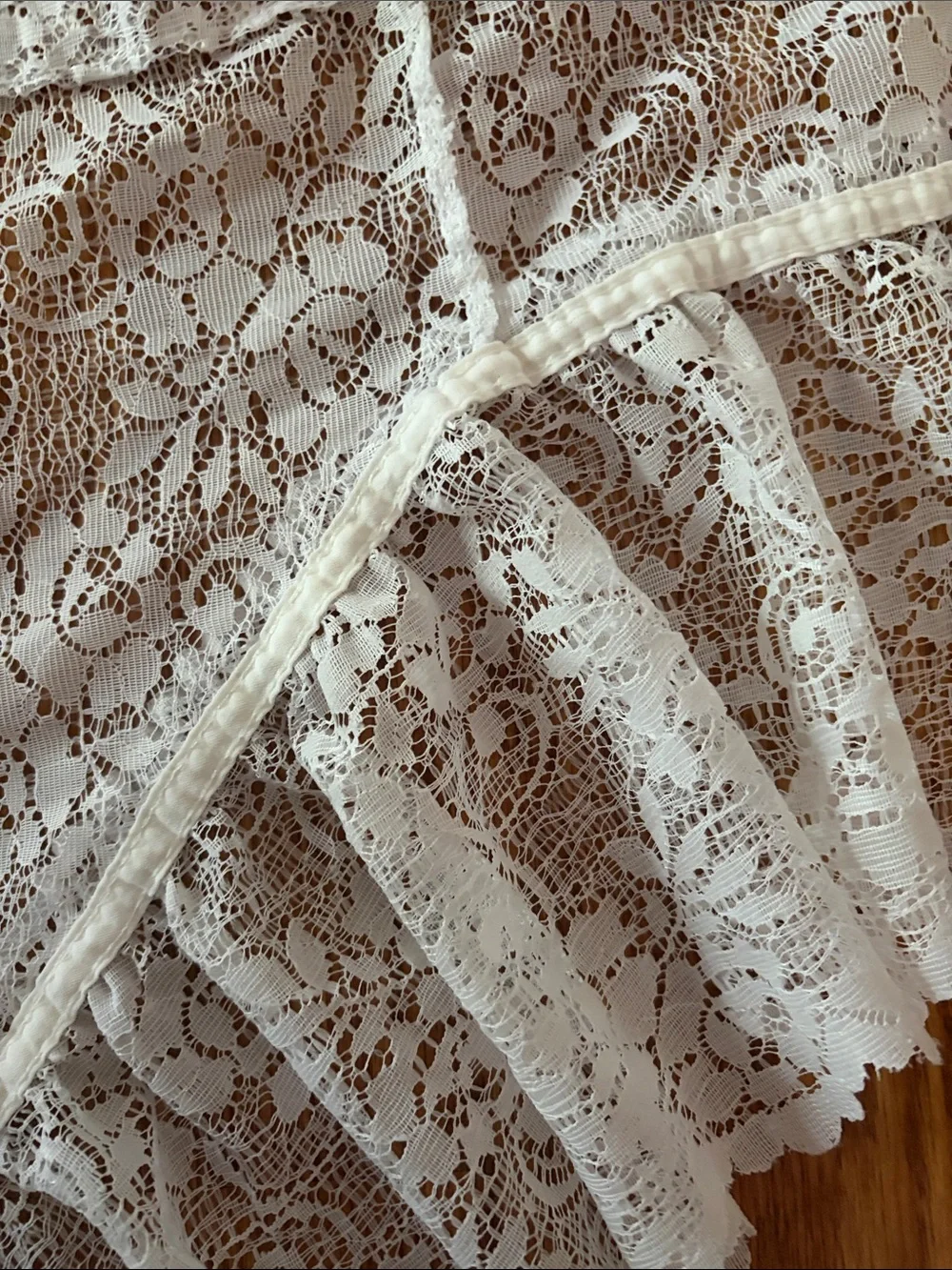 Elegant White Lace Ruffle Curtain Valance - Delicate Sheer Drapery Accent